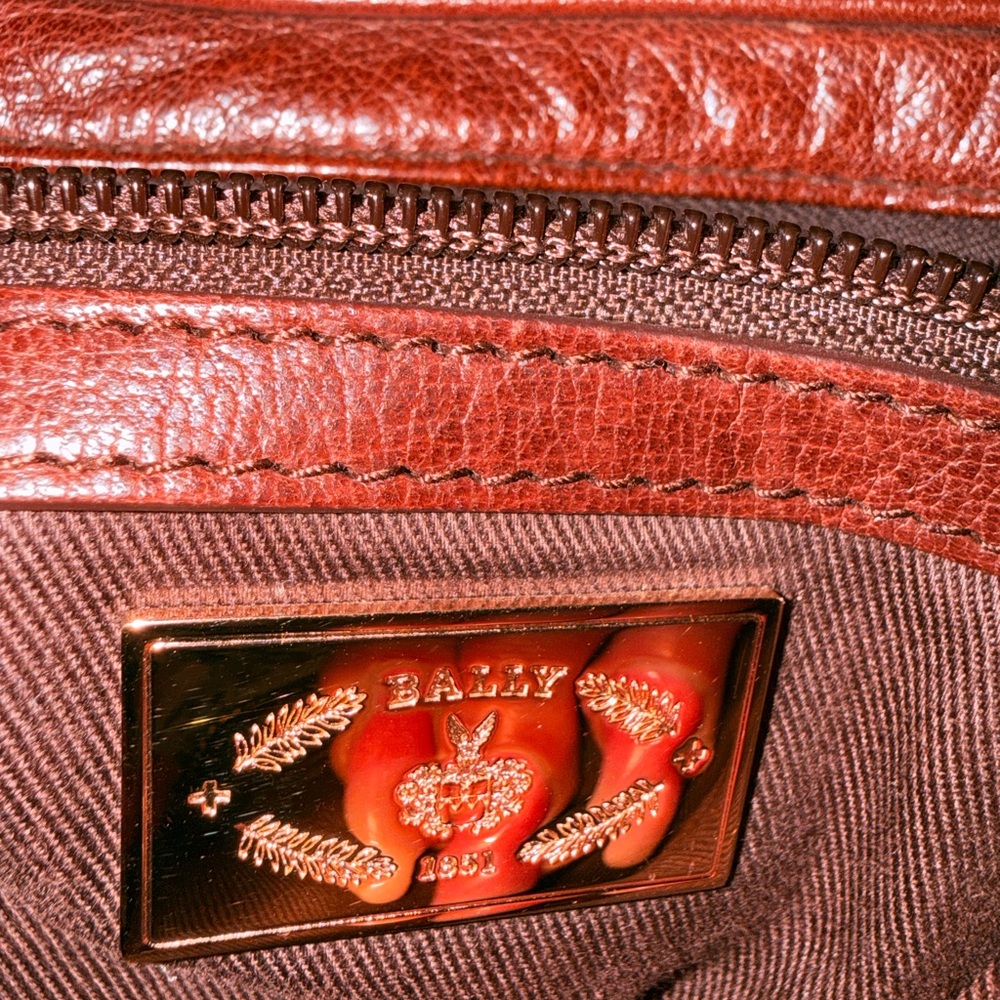 Vintage Bally Brown Leather Satchel – Structured Tote, Dual Handles - Picture 7 of 14